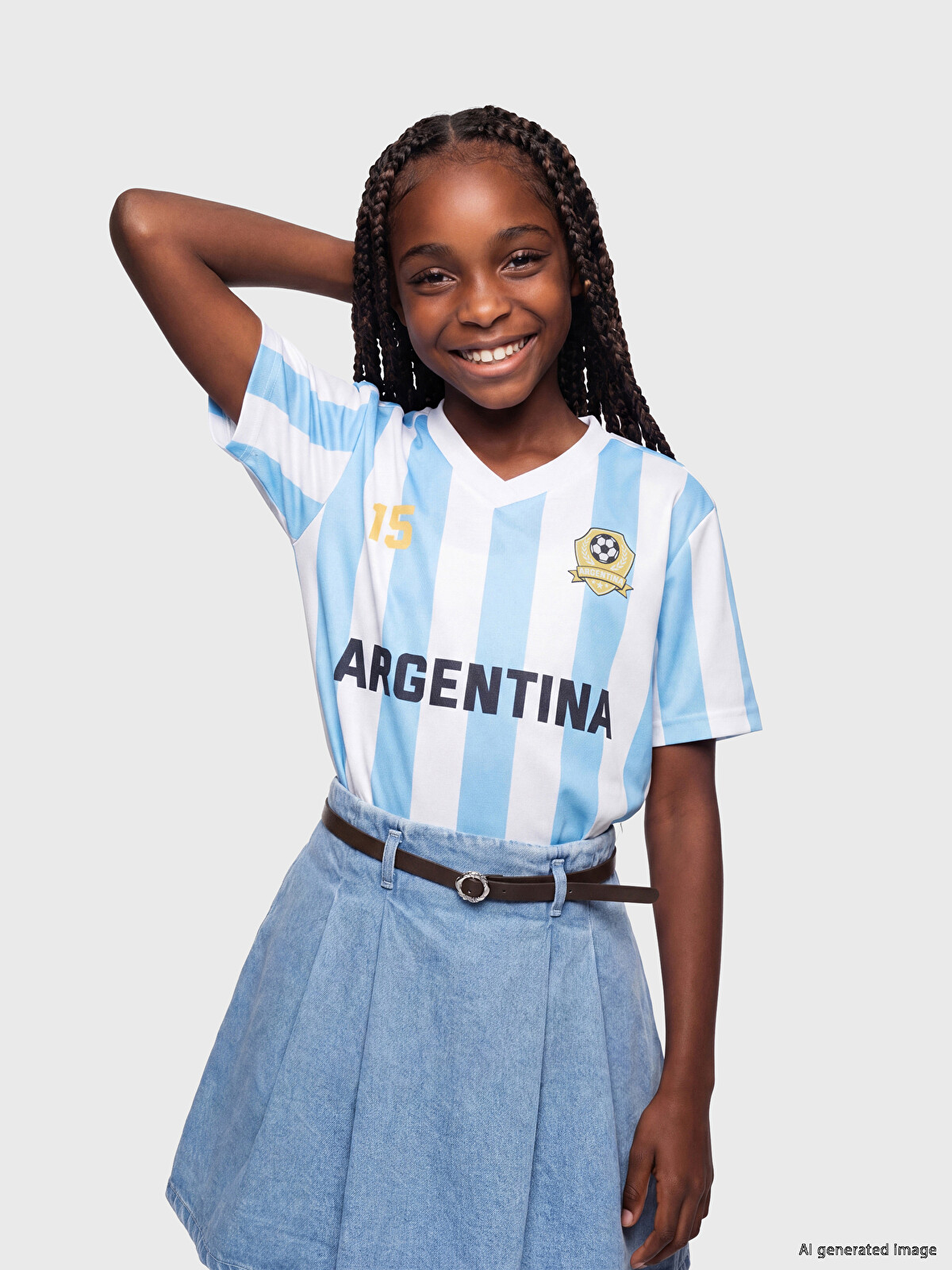 LCW Kids Argentina Printed Girls' Jersey T-shirt - S6QN33Z4-LEN