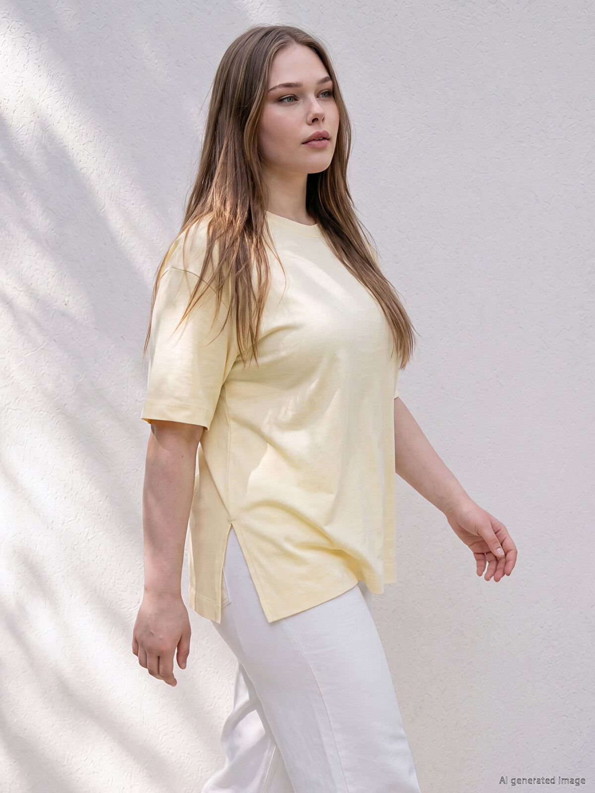 LCWAIKIKI Curve T-shirt 100% Pambuk Madhësi Plus për gra