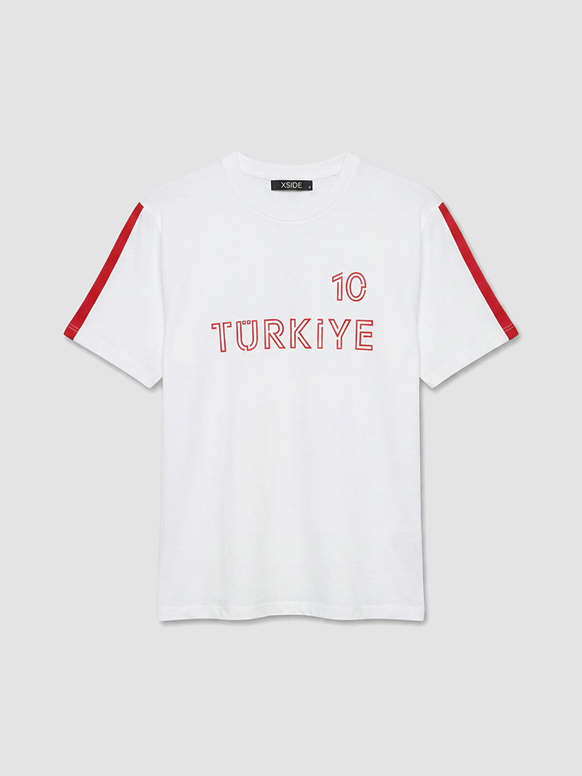 XSIDE Beyaz Bisiklet Yaka Türkiye Baskılı Erkek Tişört - S6QS91Z8