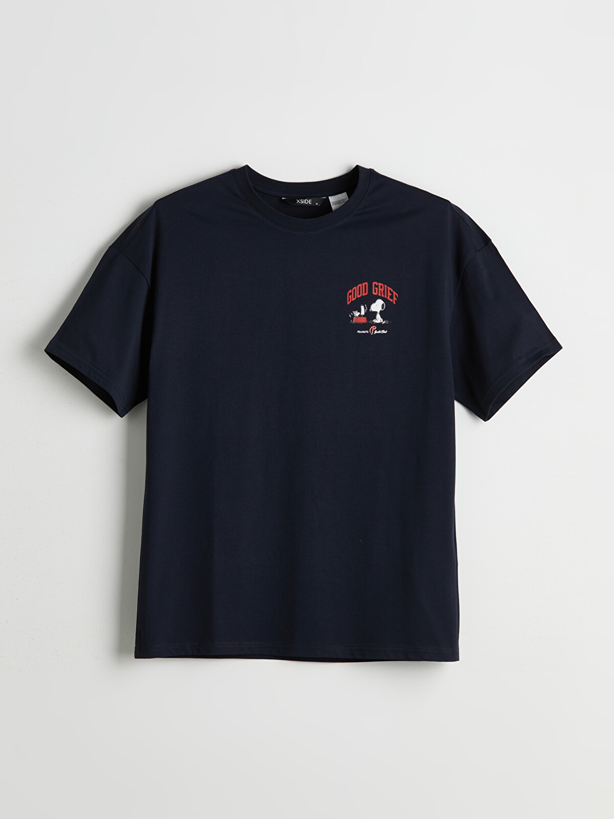 XSIDE Lacivert Bisiklet Yaka Snoopy Baskılı Penye Erkek Tişört