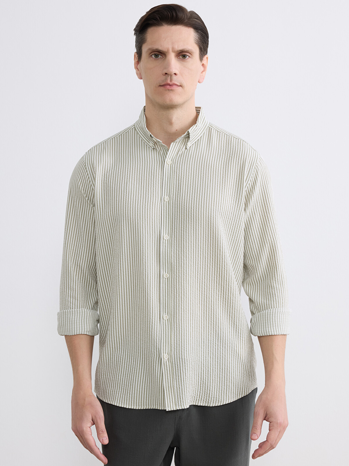 LCW Vision Slim Fit Striped Dobby Men's Shirt - S60098Z8-LGD | LC