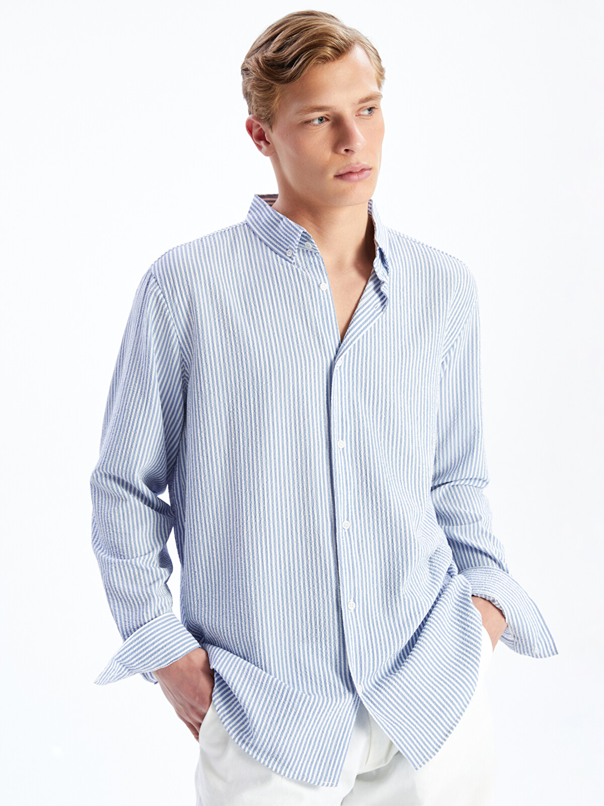 LCW Vision Slim Fit Striped Dobby Men's Shirt - S60098Z8-S0S | LC