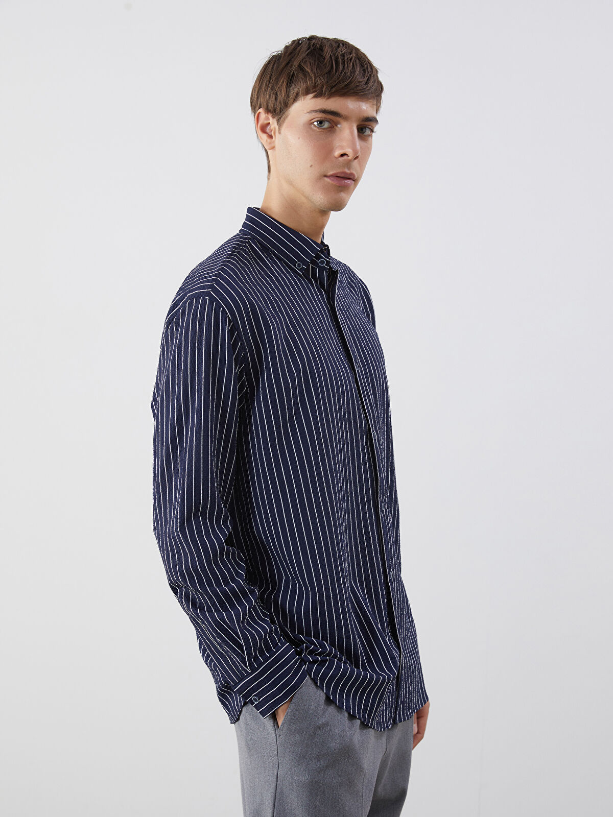 LCW Vision Slim Fit Striped Men's Shirt - S60100Z8-LGS - LC Waikiki