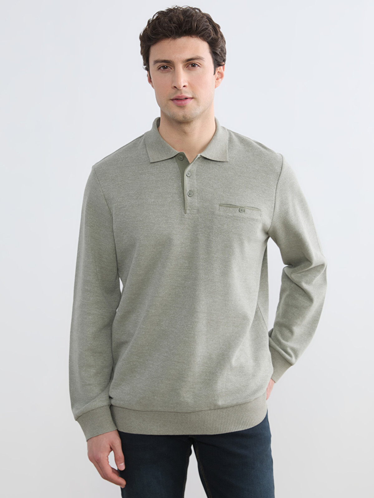 LCWAIKIKI Classic Standart Kalıp Polo Yaka Erkek Sweatshirt