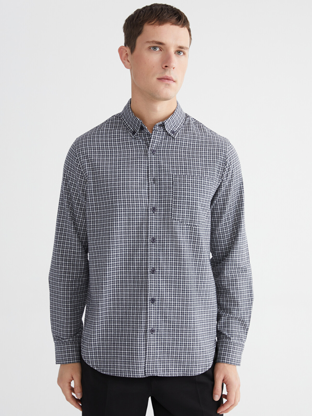 LCWAIKIKI Classic Regular Fit Long Sleeve Plaid Gabardine Men's