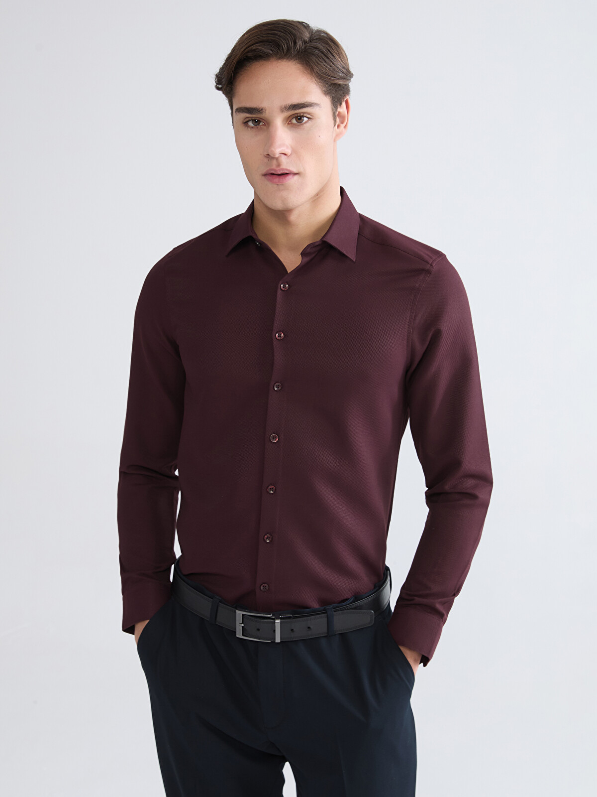 LCW BUSINESS Slim Fit Armürlü Erkek Gömlek