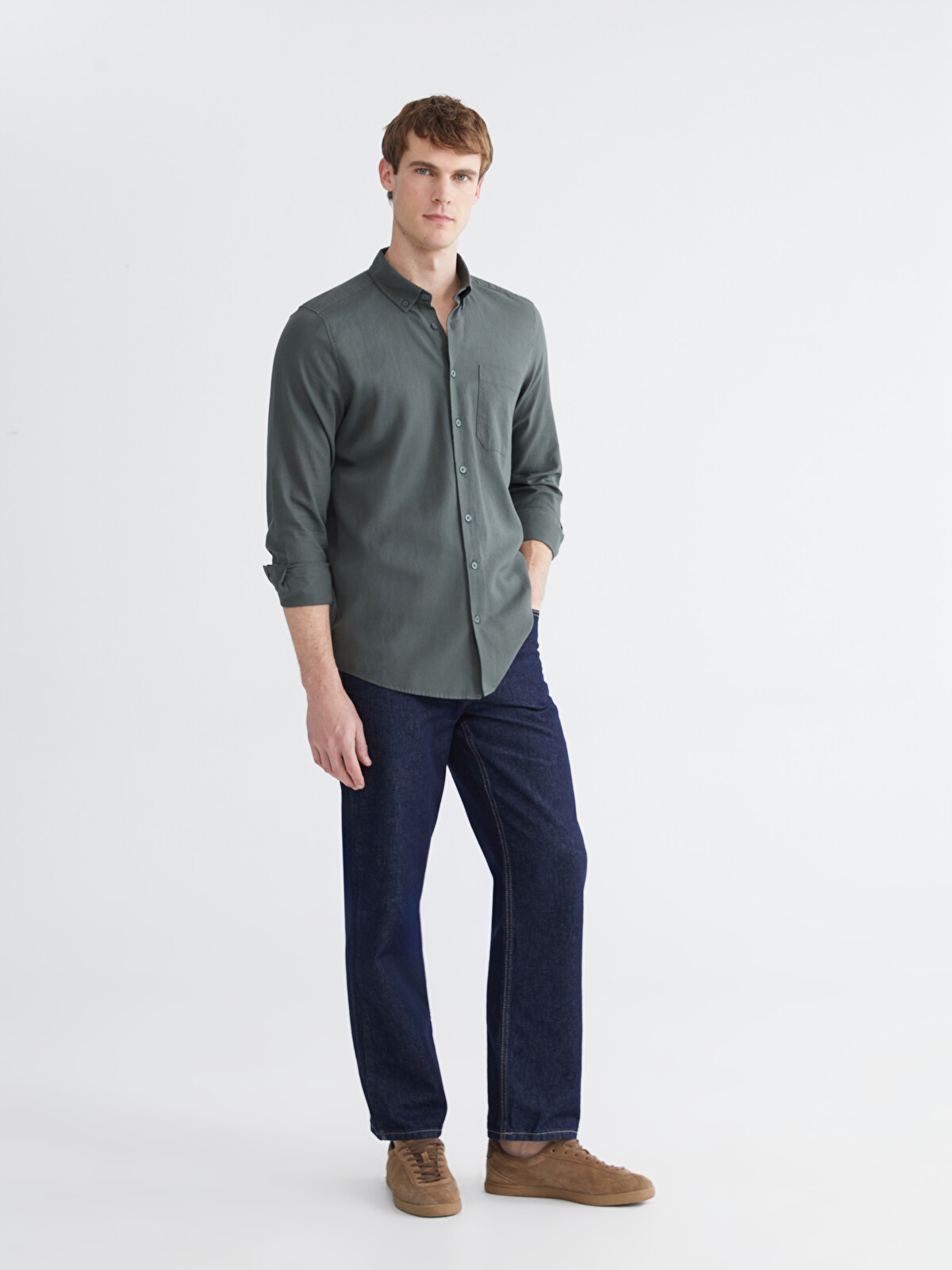 LCWAIKIKI Classic Regular Fit Gabardine Men's Shirt - S61329Z8-ZQ3