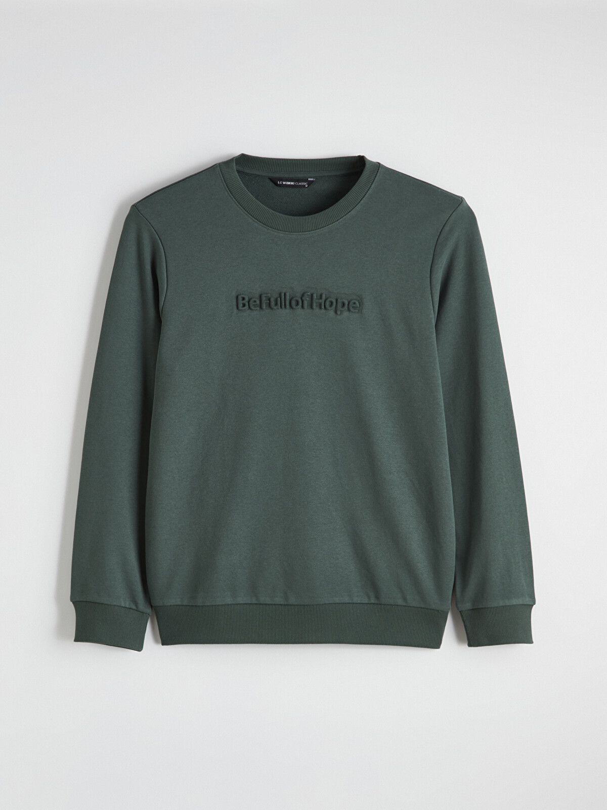 LCWAIKIKI Classic Bisiklet Yaka Baskılı Erkek Sweatshirt
