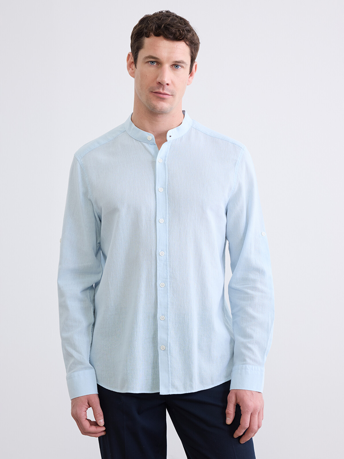 LCWAIKIKI Classic Regular Fit Band Collar Men's Shirt - S61828Z8