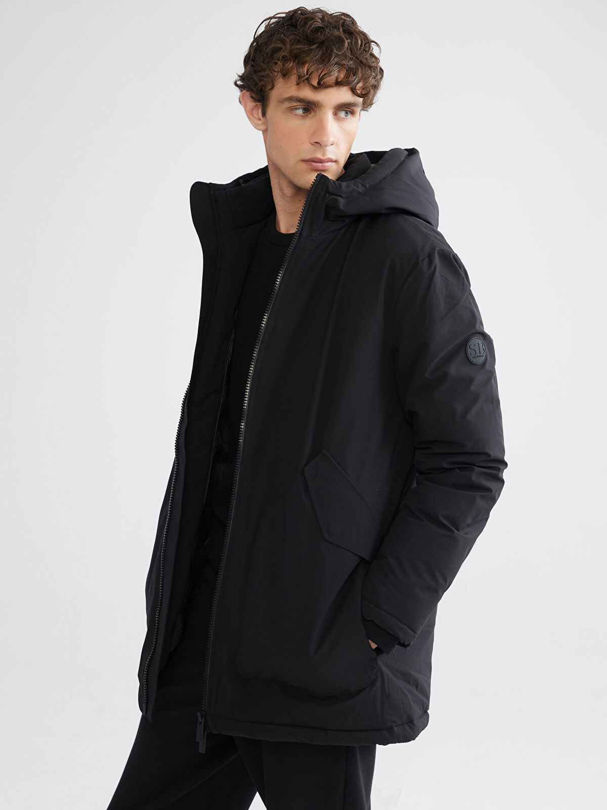 SOUTHBLUE Siyah Standart Kalıp Kapüşonlu Erkek Mont - S61860Z8-CVL