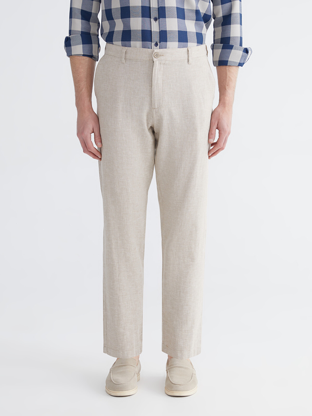 LCWAIKIKI Classic Regular Fit Linen Blend Men's Chino Trousers
