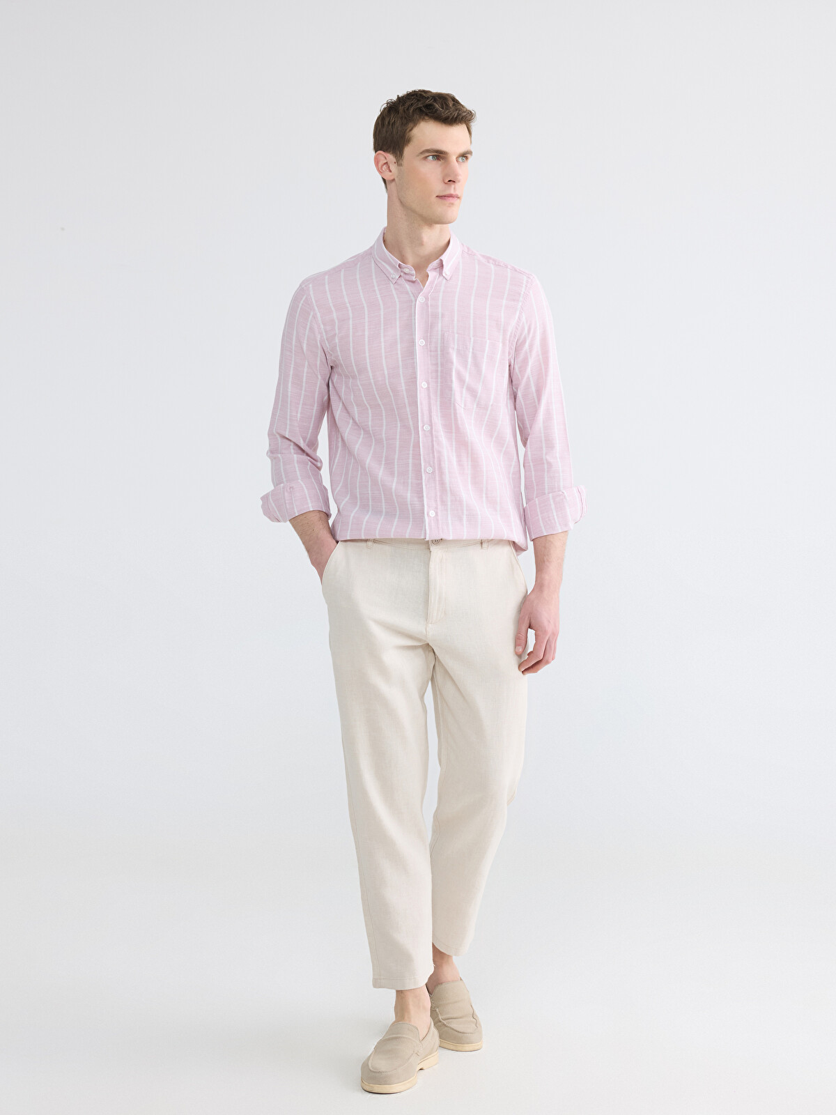 LCWAIKIKI Classic Regular Fit Keten Karışımlı Erkek Chino Pantolon