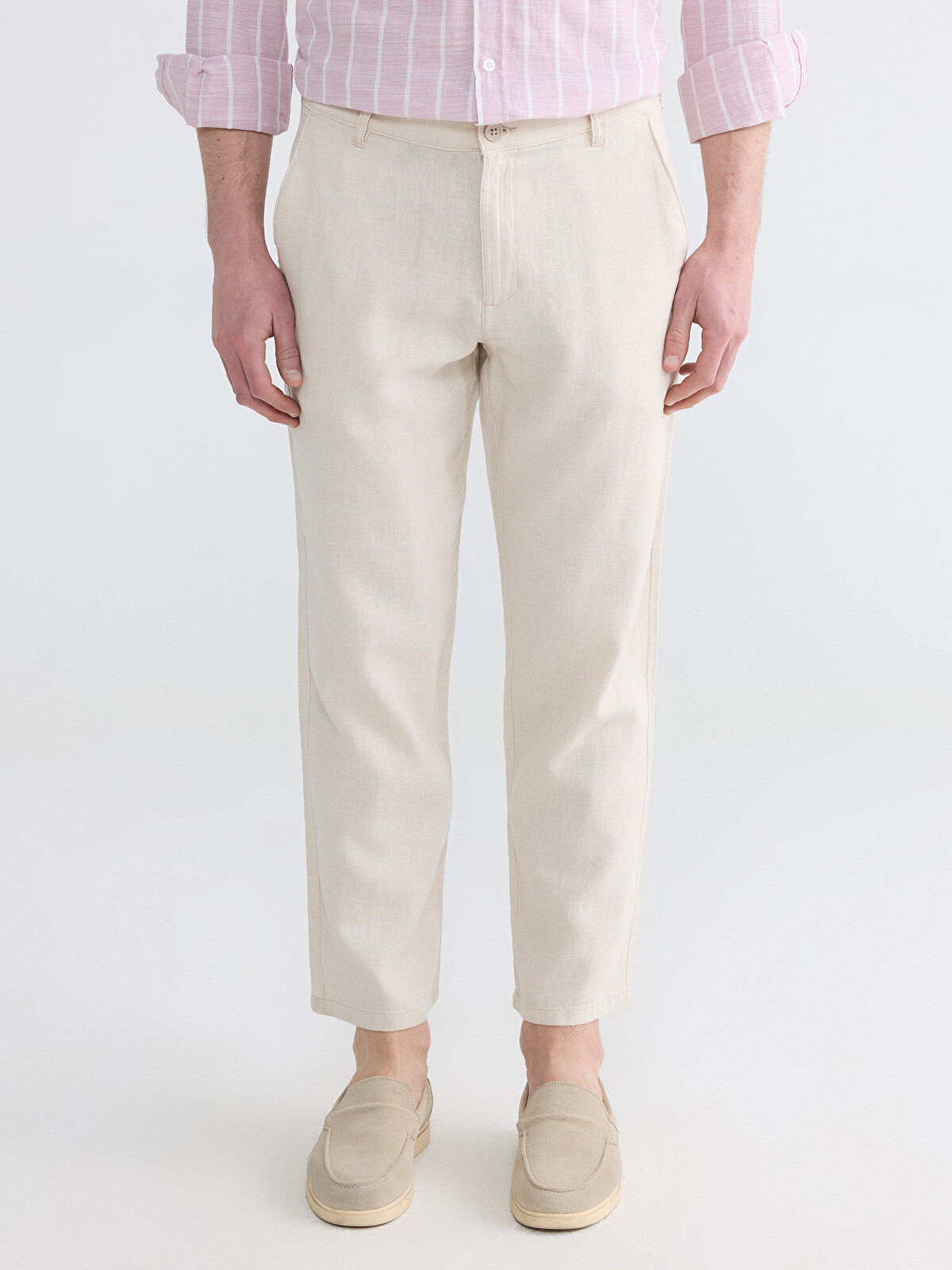 LCWAIKIKI Classic Regular Fit Linen Blend Men's Chino Trousers