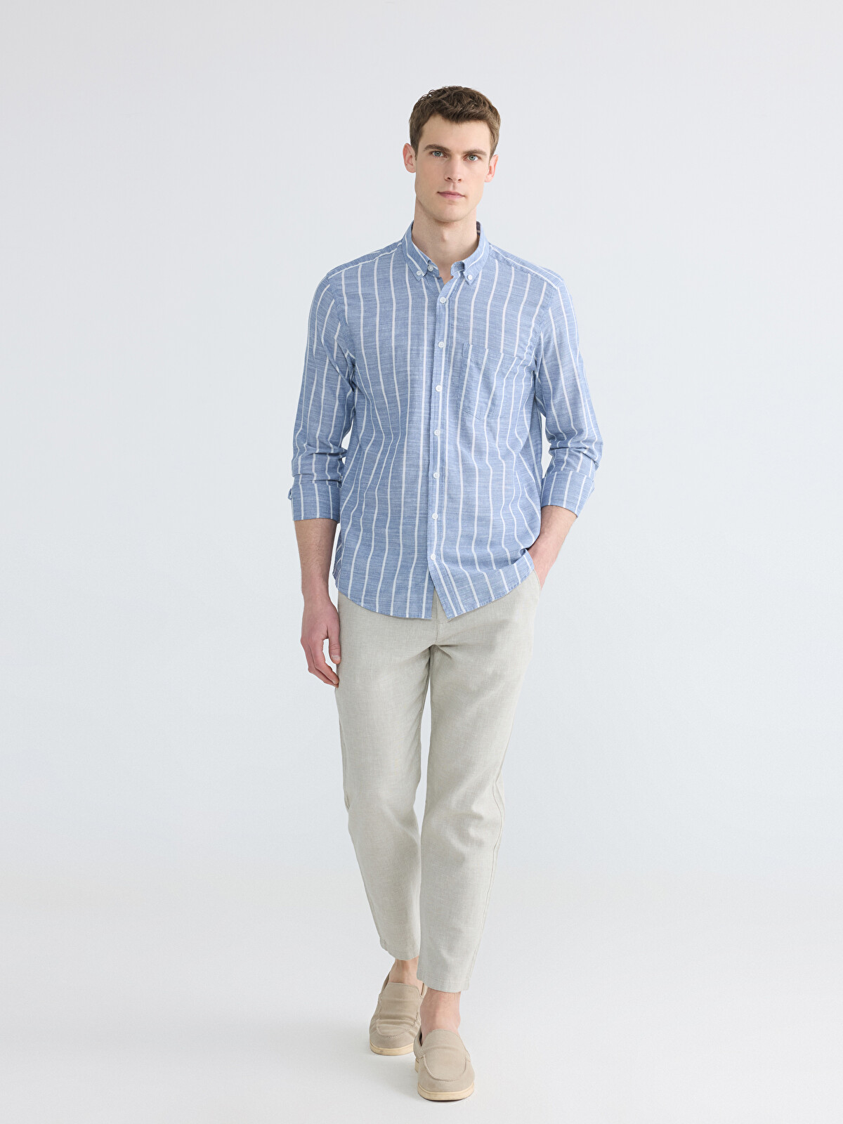 LCWAIKIKI Classic Regular Fit Keten Karışımlı Erkek Chino Pantolon
