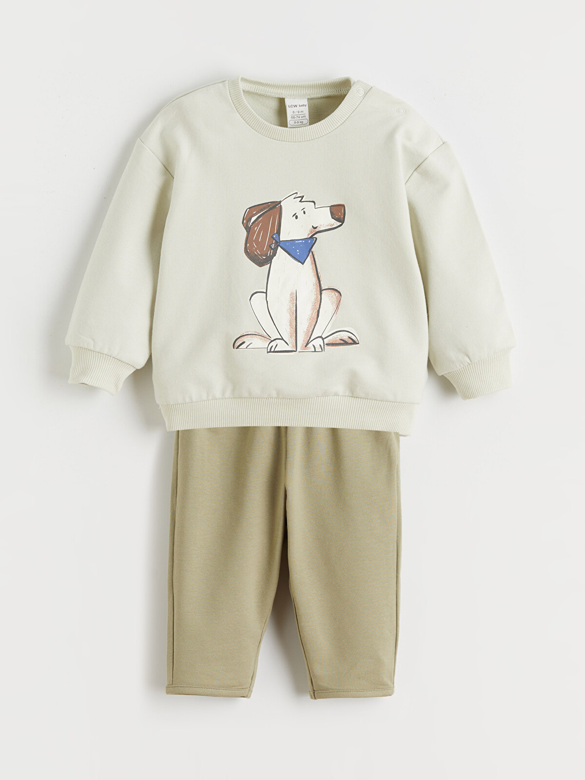 LCW baby Yeşil Baskılı Erkek Bebek Sweatshirt ve Eşofman Altı