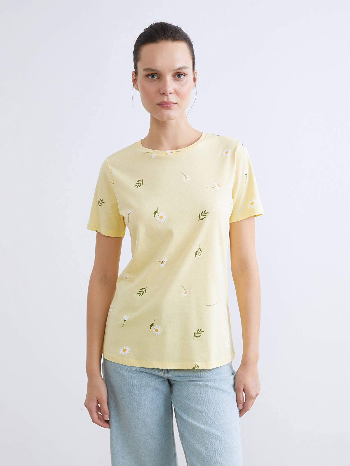 LCWAIKIKI Basic Crew Neck Floral Women's T-shirt - S63201Z8-LUG