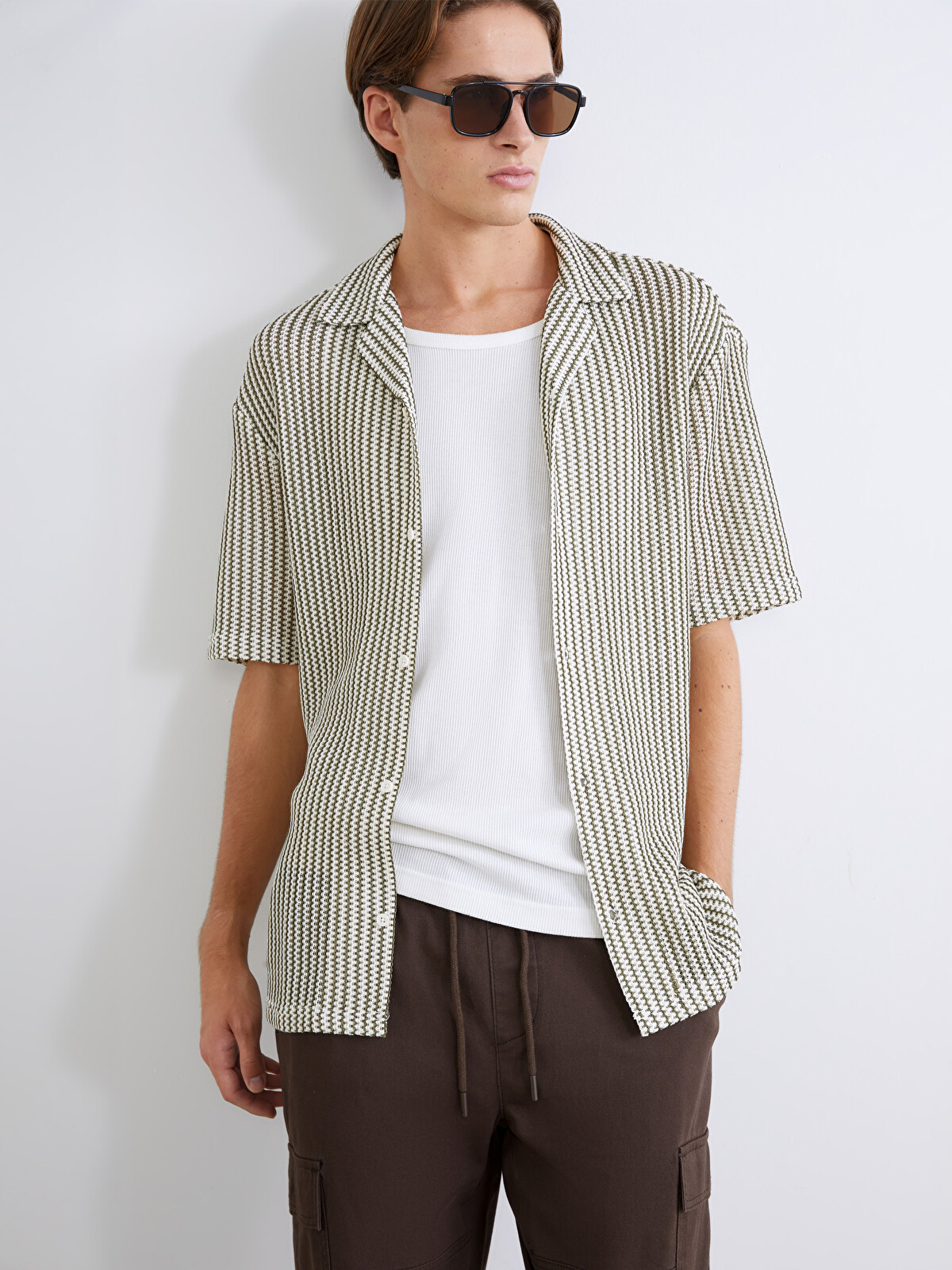 XSIDE Loose Fit Striped Men's Shirt - S63657Z8-LFT | LC Waikiki