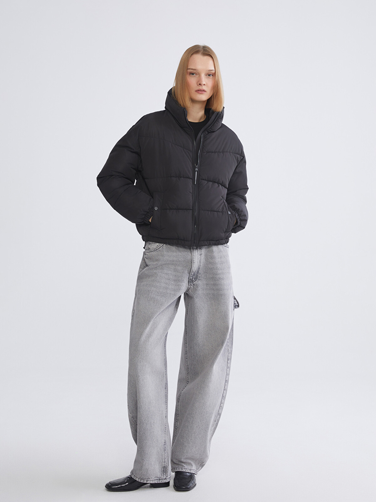 XSIDE Dik Yaka Oversize Kadın Şişme Mont - S63755Z8-CVL | LC Waikiki