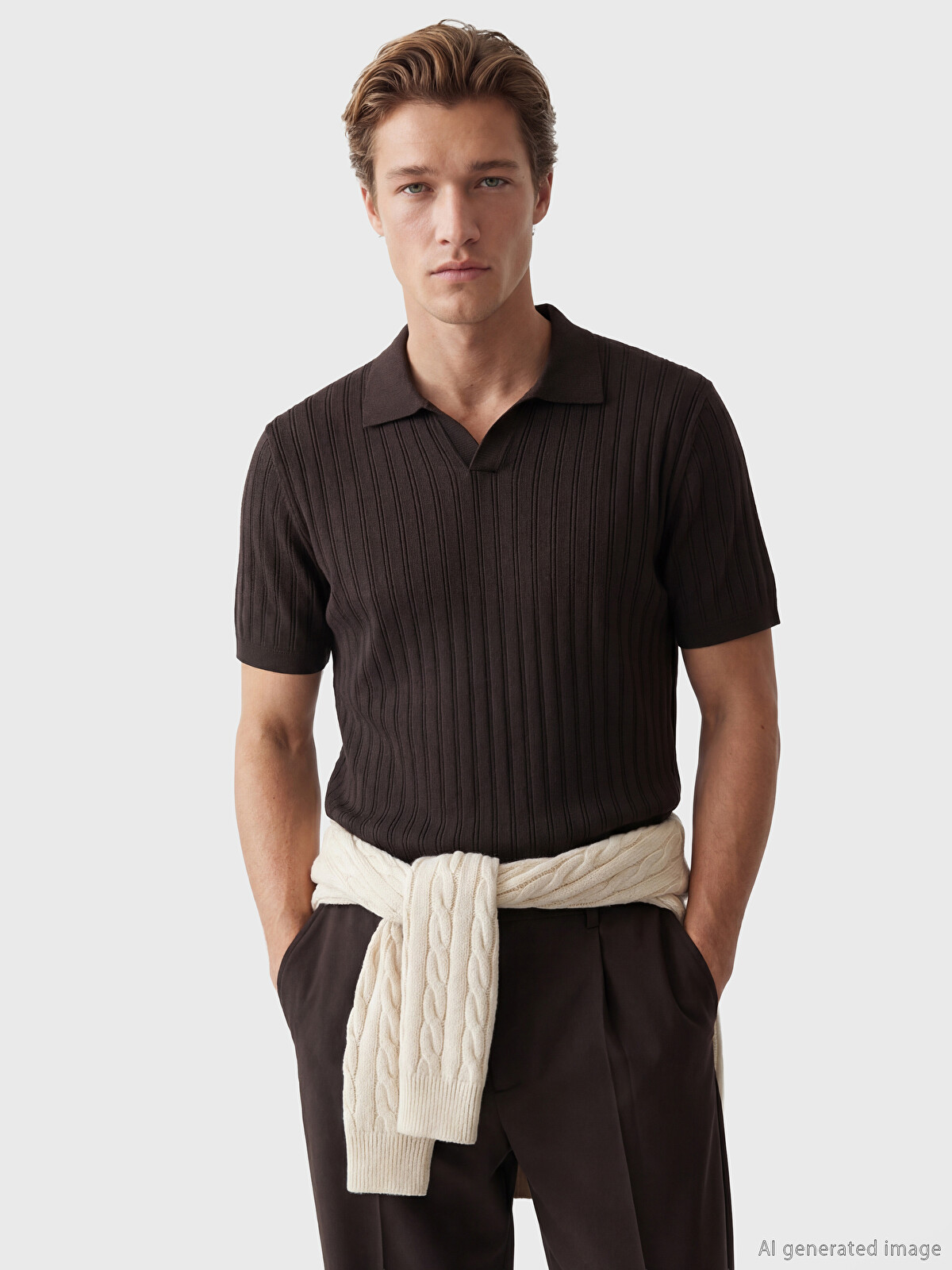SOUTHBLUE Kahverengi Polo Yaka Erkek Triko Tişört - S63813Z8-ZNT | LCW