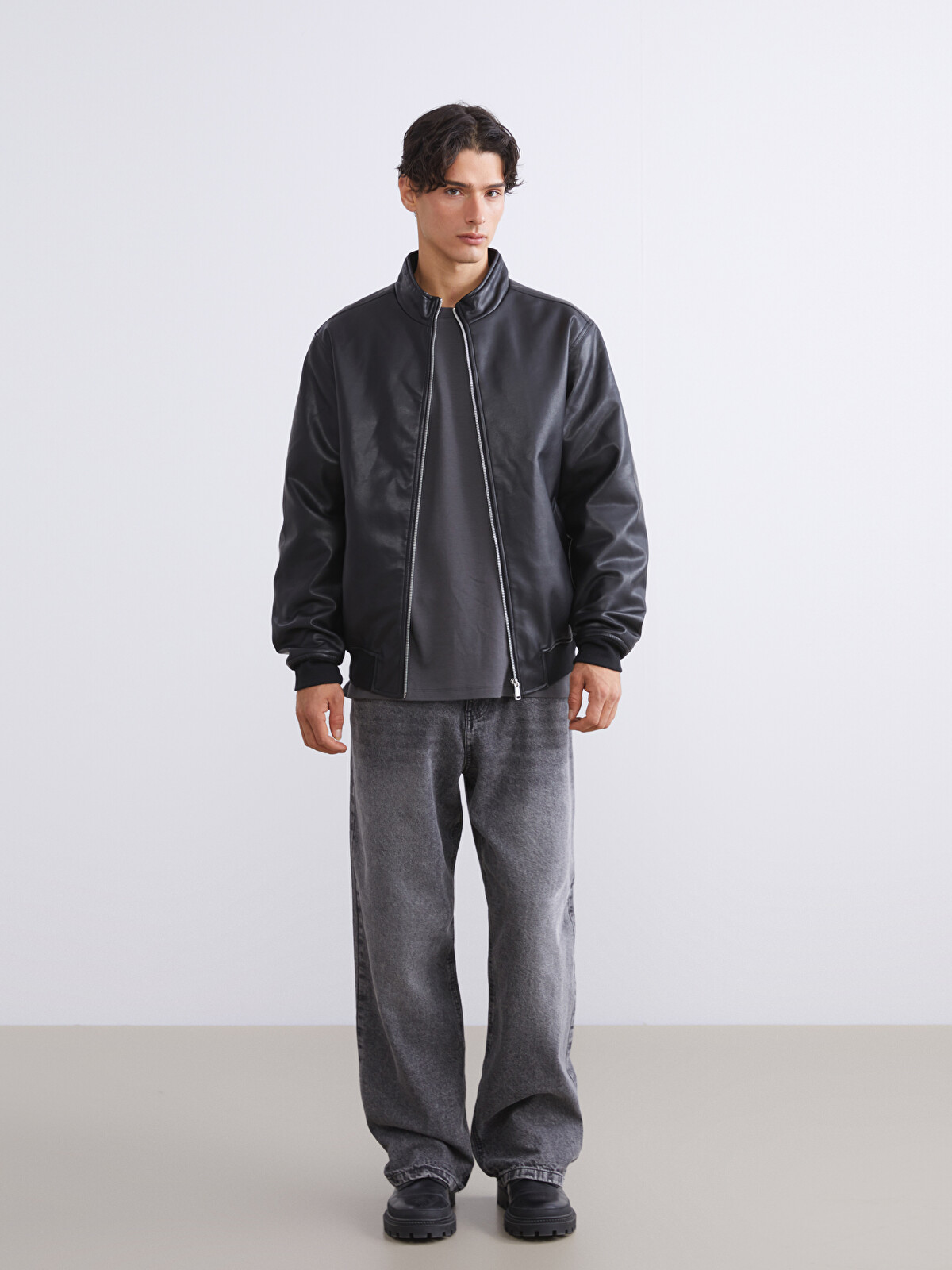 XSIDE Men's Leather Look Jacket - S63947Z8-CVL | LC Waikiki