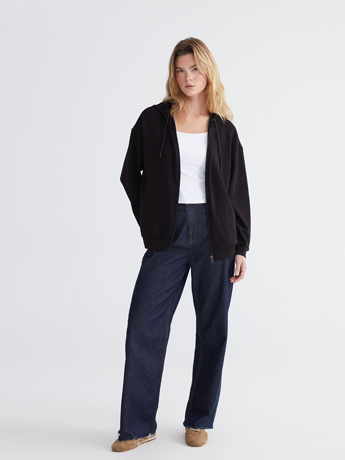 LCWAIKIKI Basic Soft Touch Women's Zip-Up Hoodie - S64101Z8-CVL