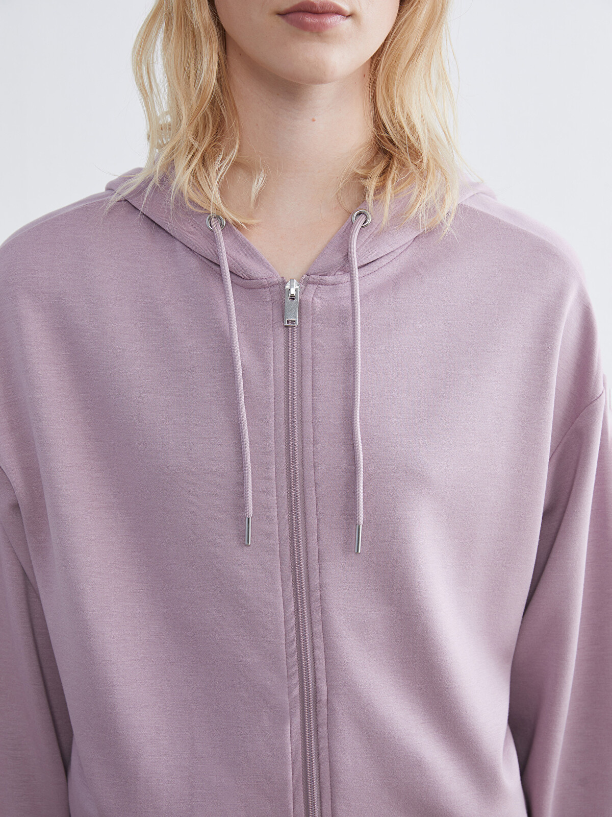LCWAIKIKI Basic Soft Touch Women's Zip-Up Hoodie - S64101Z8-GCW