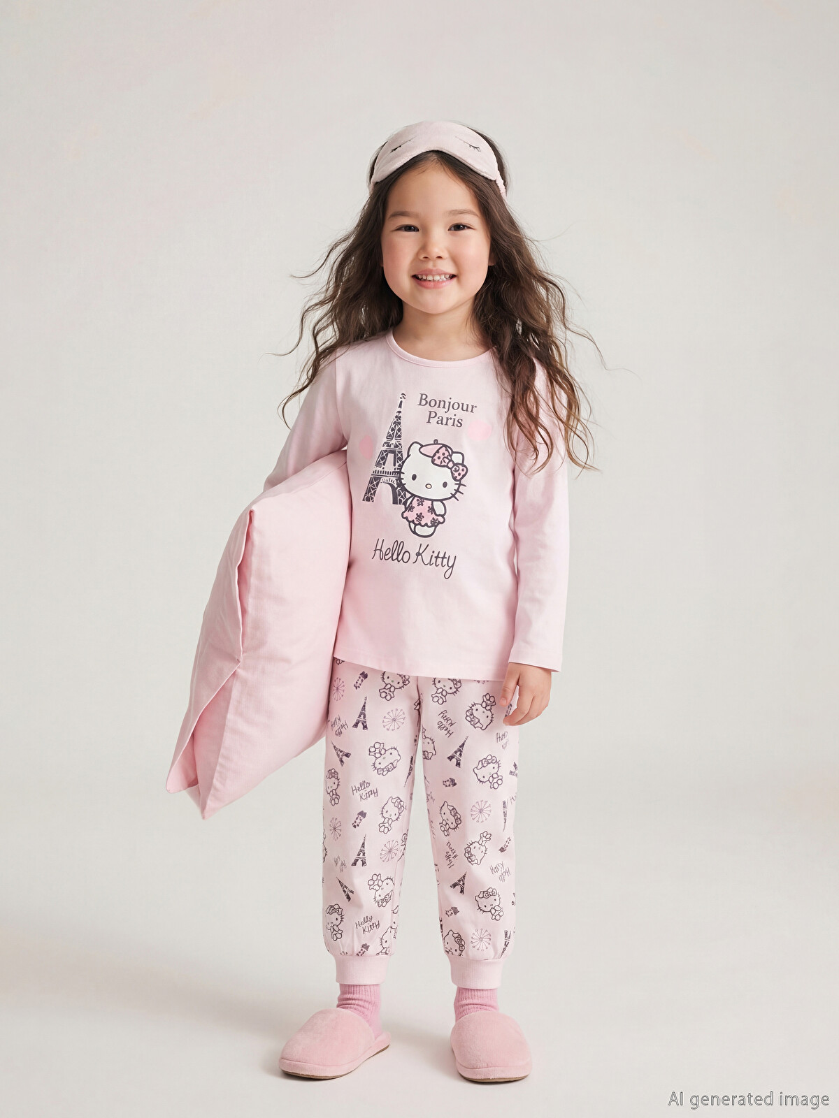 LCW Kids Pembe Hello Kitty Baskılı Kız Çocuk Pijama Takımı