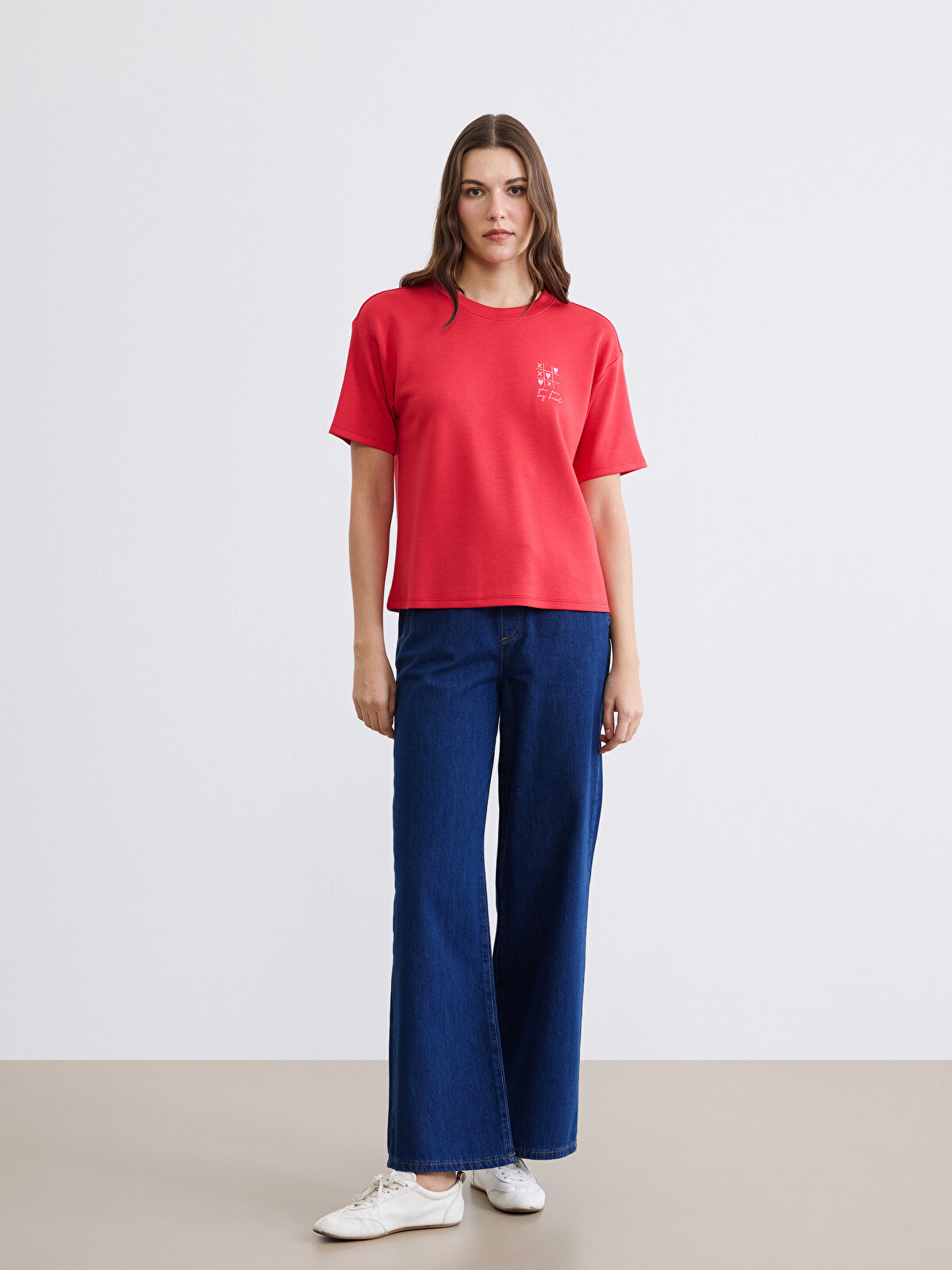 LCW Comfort Crew Neck Printed Woman T-shirt - S64356Z8-GZX | LC