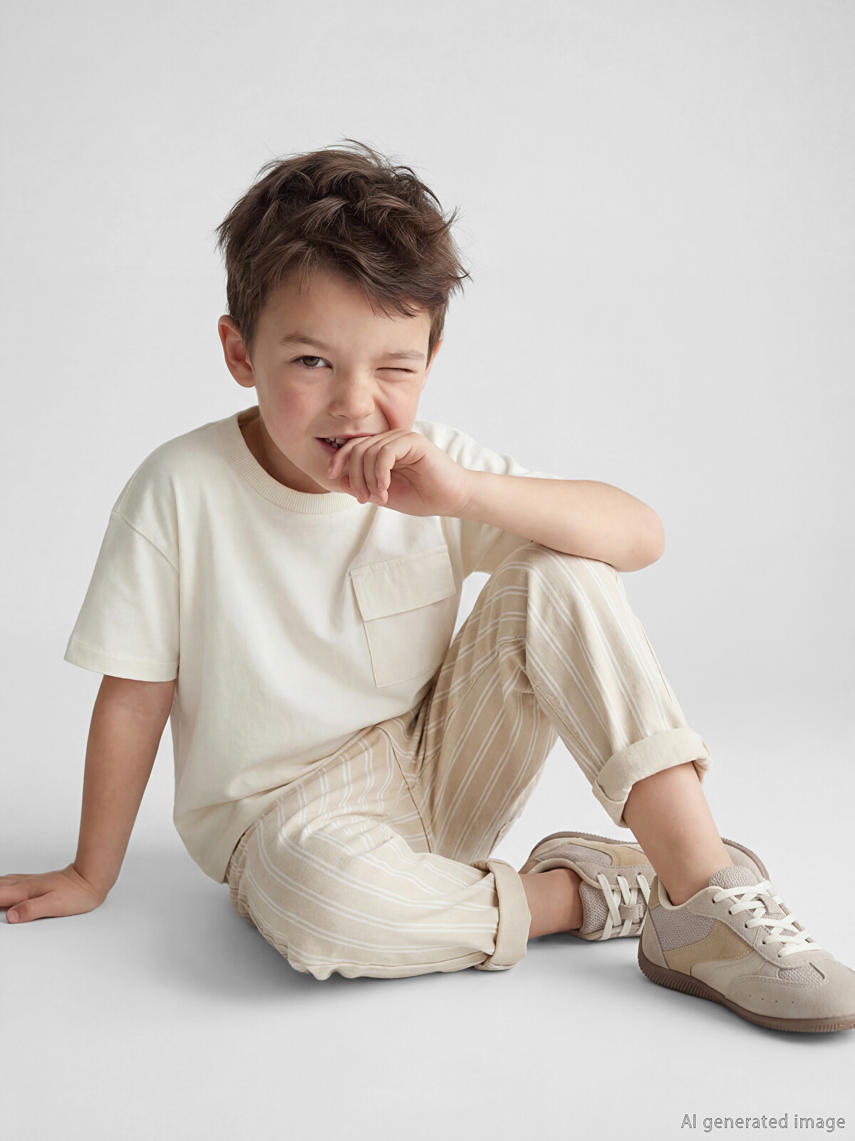 LCW Kids Bej Bisiklet Yaka Erkek Çocuk Tişört - S64424Z1-QVK | LCW