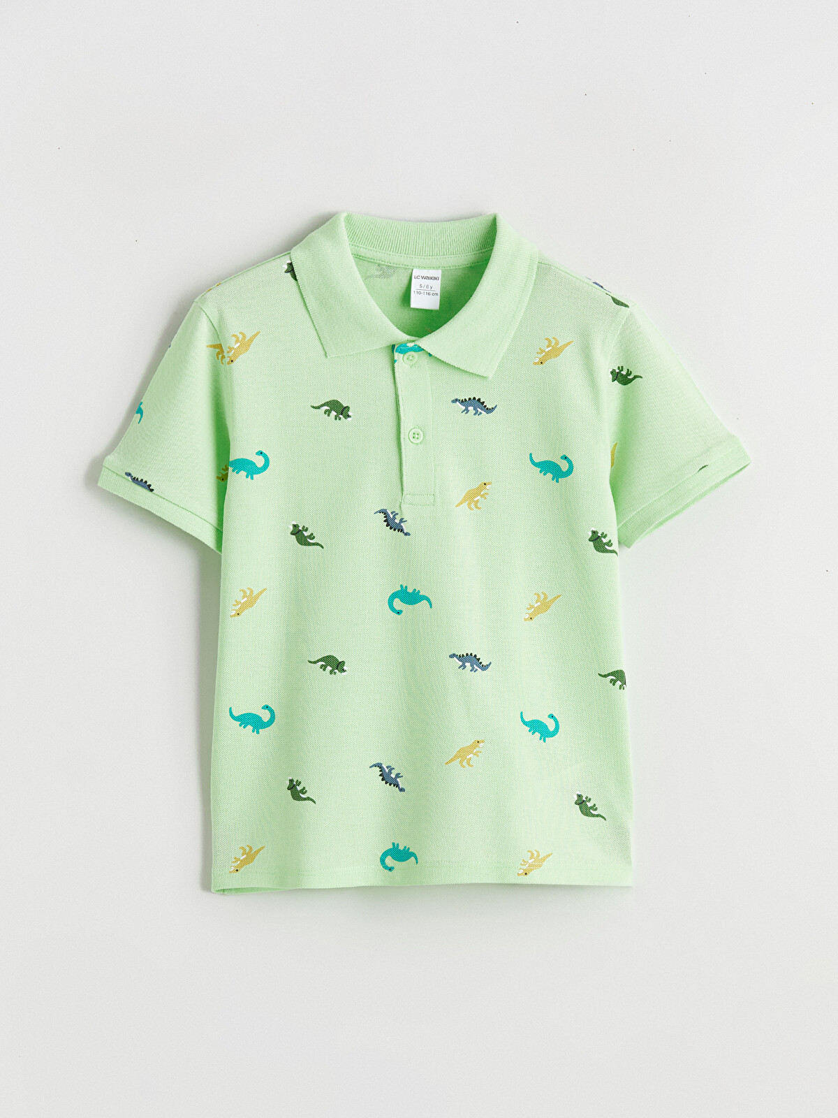 PP-「P」 ppp LCW Kids Yeşil Polo Yaka Baskılı Erkek Çocuk Tişört - S64433Z1-LRF