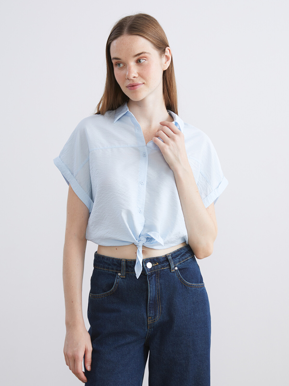 XSIDE Textured Crop Aerobin Women's Shirt - S64461Z8-VE8 | LC Waikiki