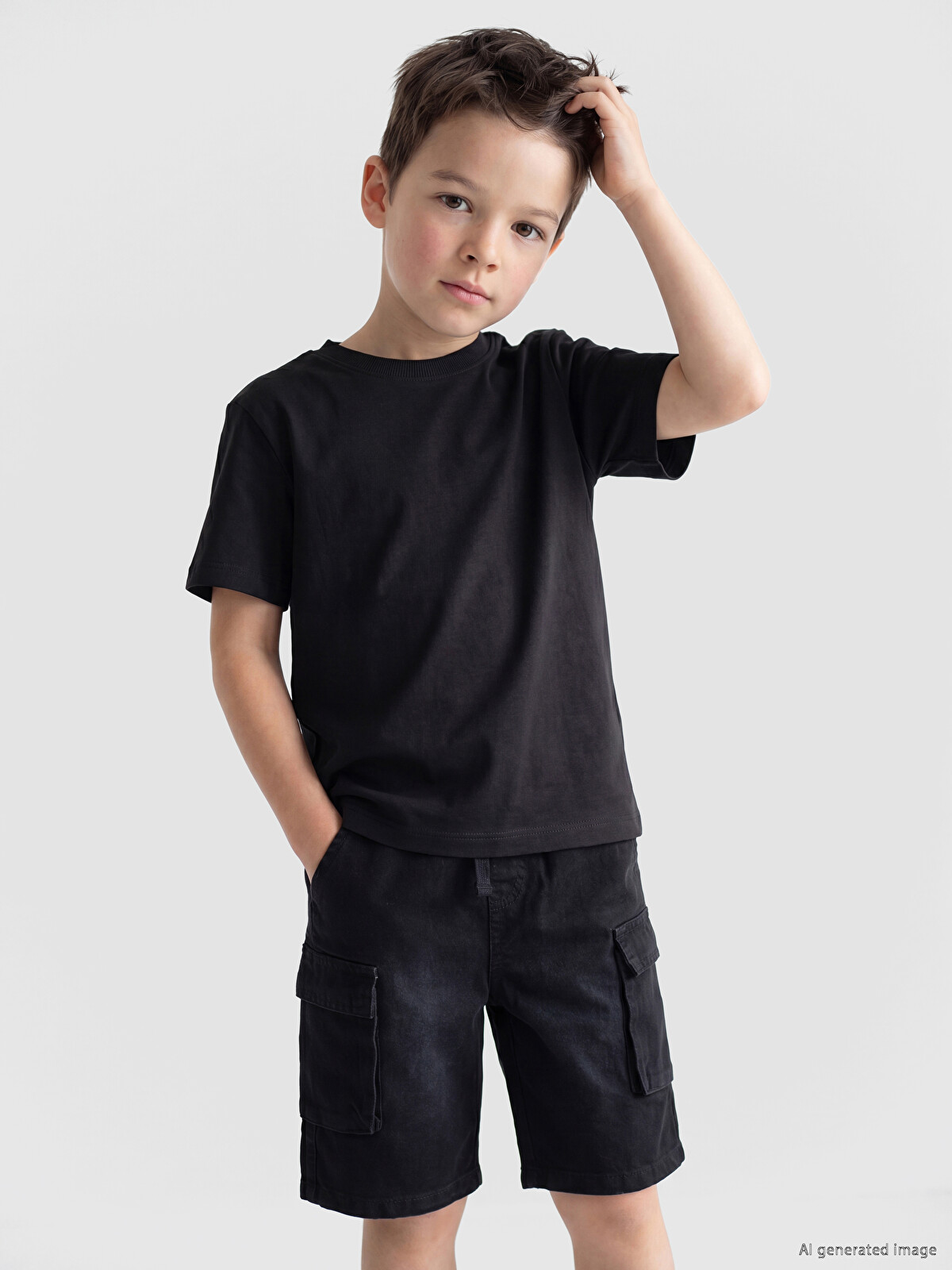 LCW Kids Siyah Bisiklet Yaka Erkek Çocuk Tişört - S64501Z1-CVL | LCW