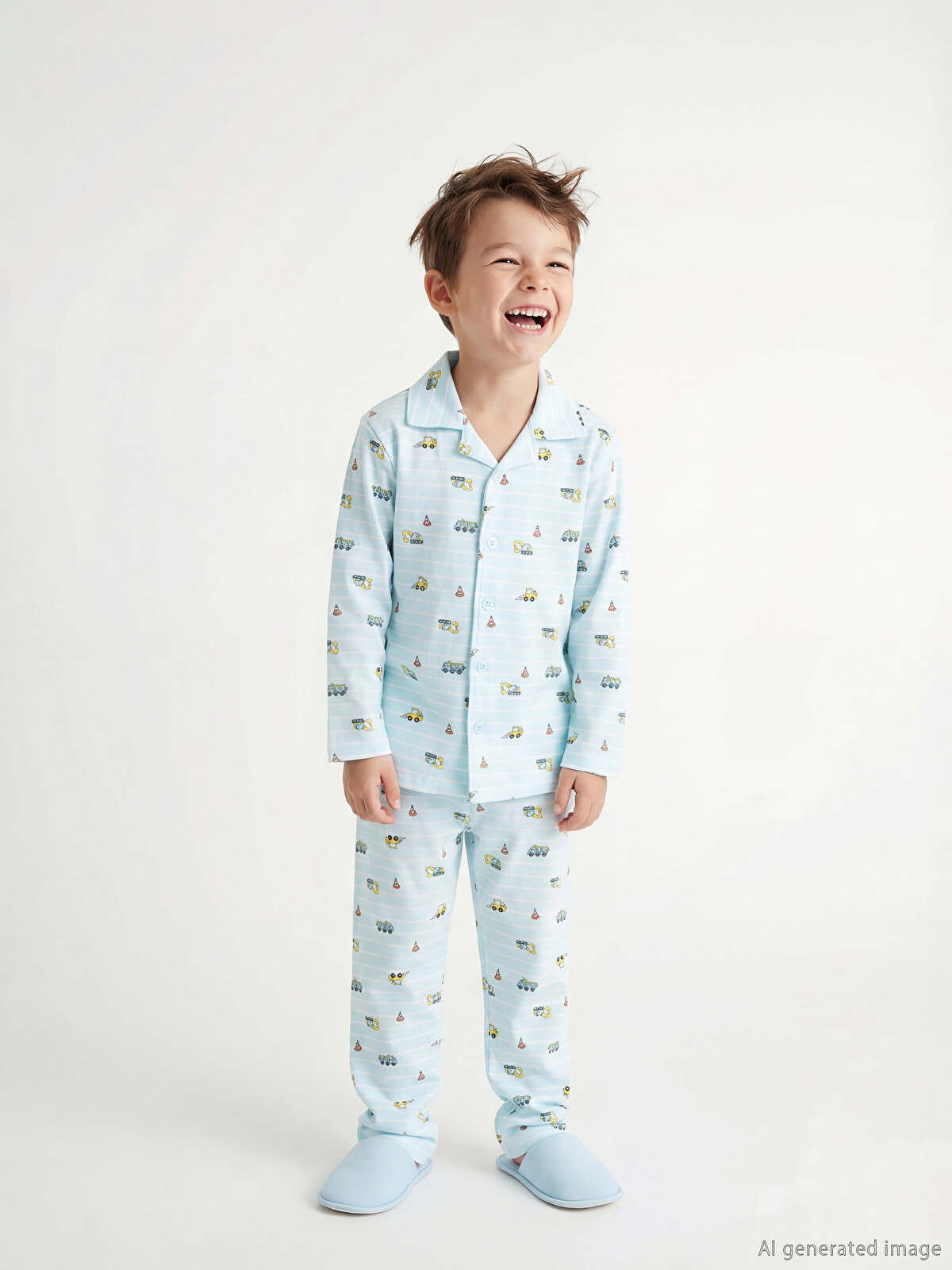 LCW Kids Mavi Bisiklet Yaka Erkek Çocuk Pijama Takımı - S64586Z1