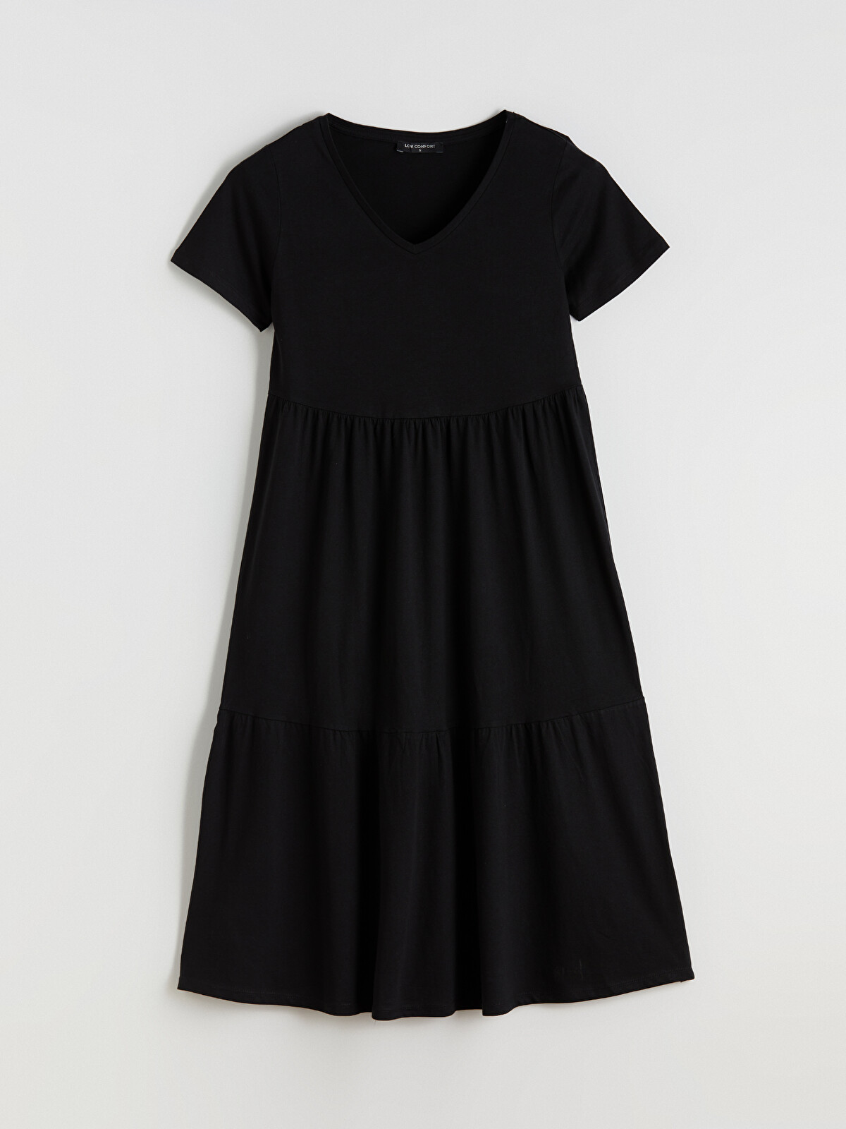 LCW Comfort Crew Neck Layered Dress - S64588Z8-CVL | LC Waikiki