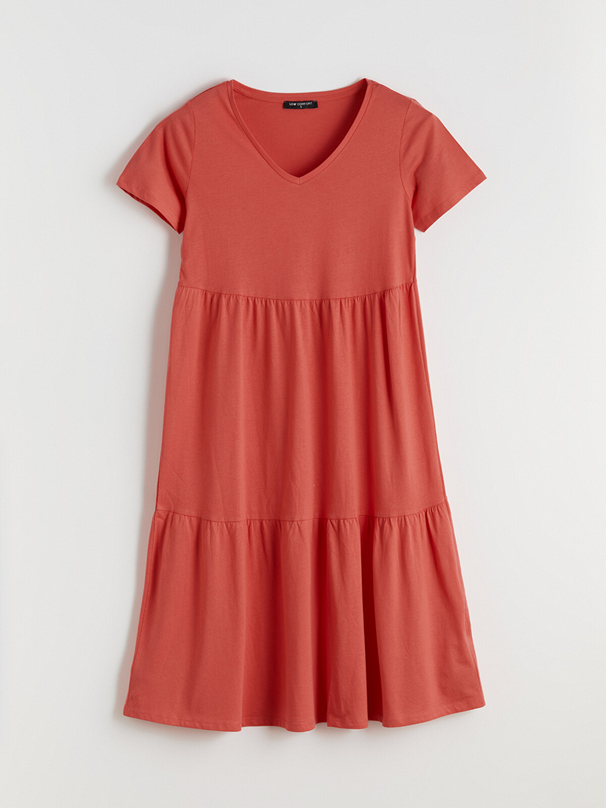 LCW Comfort Crew Neck Layered Dress - S64588Z8-V8S | LC Waikiki