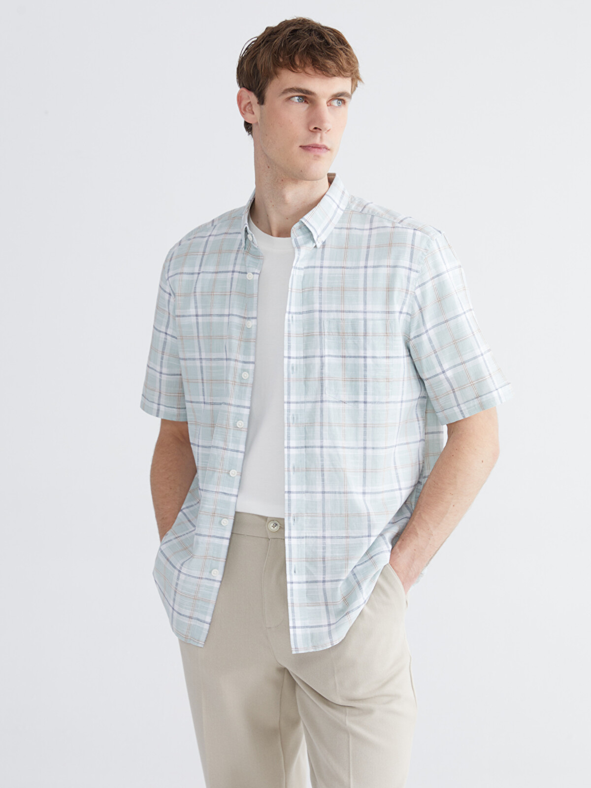 LCWAIKIKI Classic Regular Fit Plaid Poplin Men's Shirt - S64614Z8
