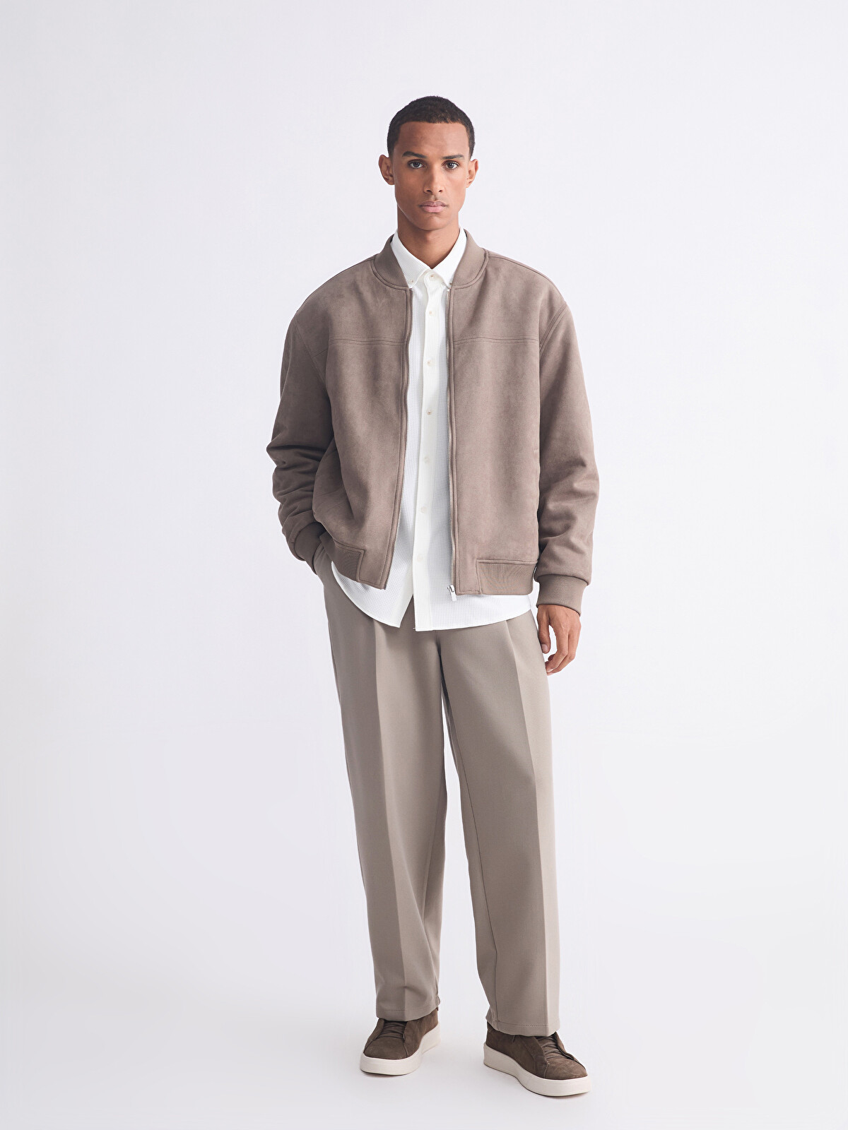 LCW Vision Relaxed Fit College Collar Men's Suede Jacket