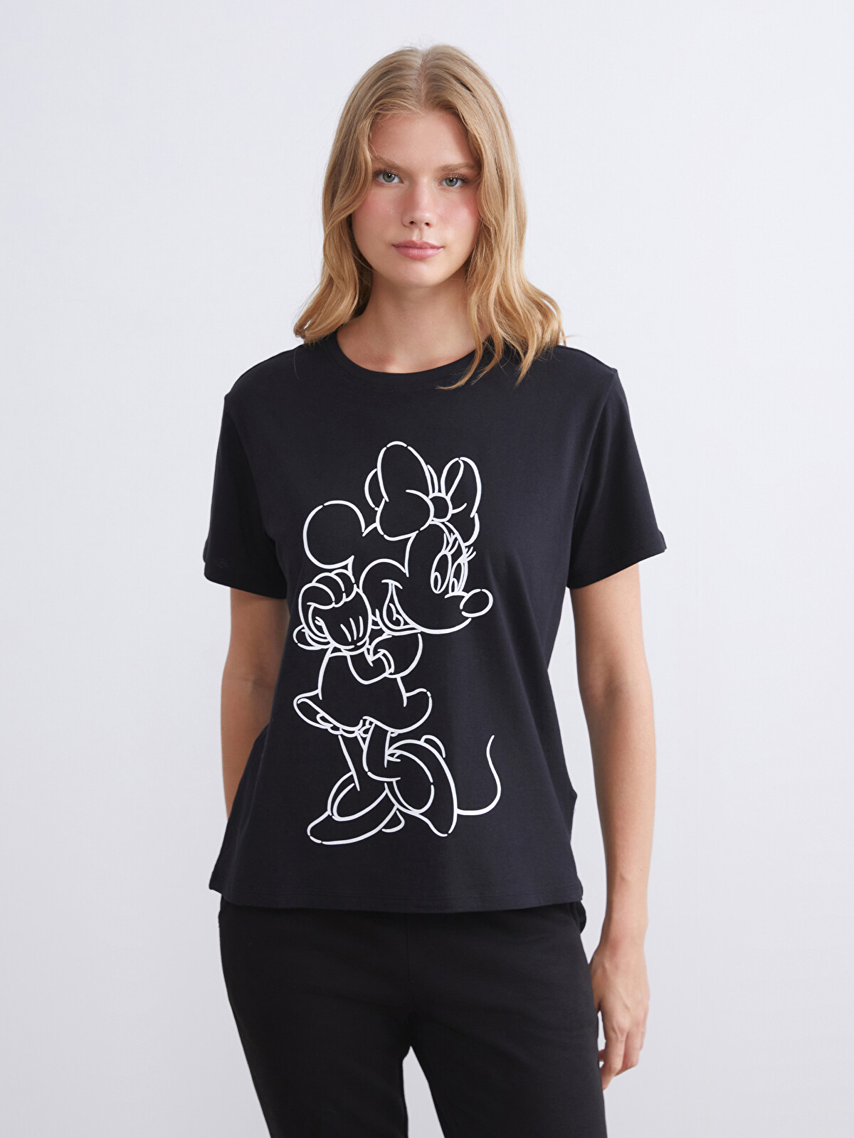 XSIDE Bisiklet Yaka Minnie Mouse Baskılı Kadın Tişört - S64626Z8