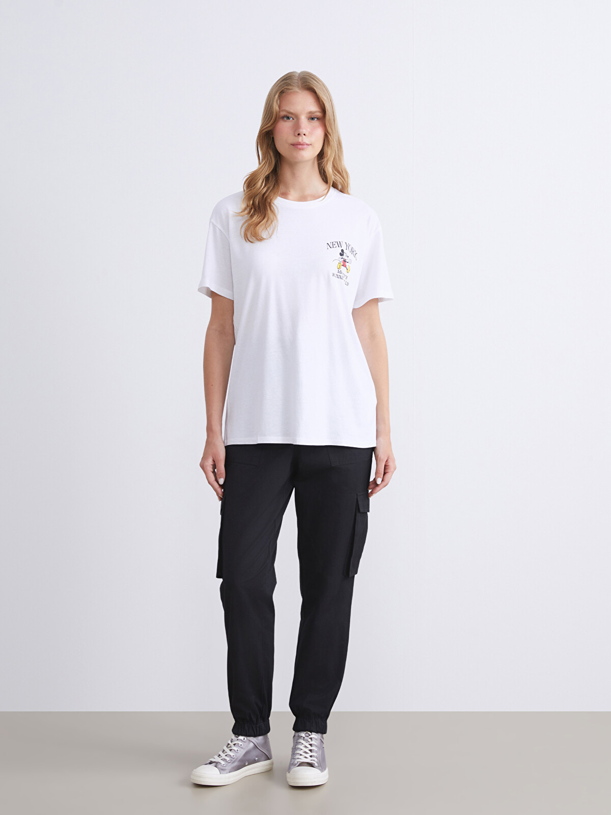 XSIDE Crew Neck Mickey Mouse Printed Women's T-shirt - S64634Z8
