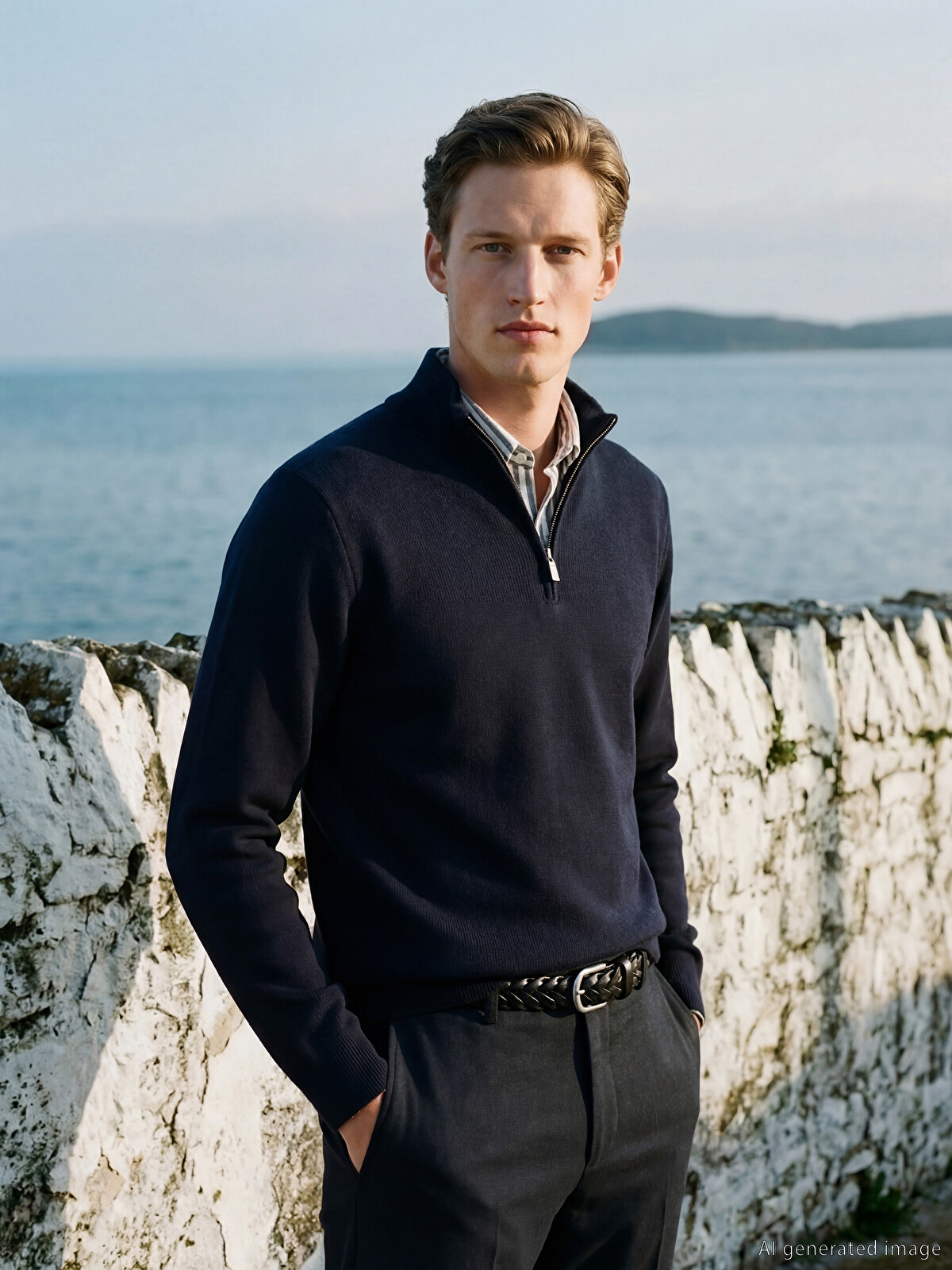 SOUTHBLUE Men's Half-zip High Neck Knit Sweater - S64766Z8-RFH