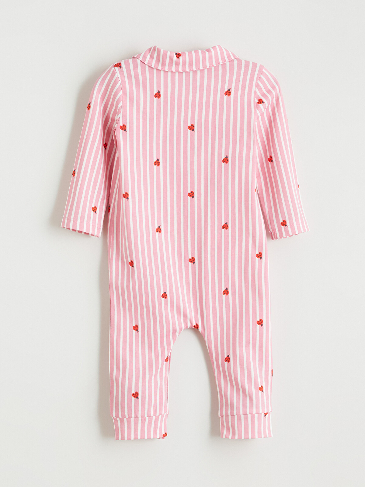 LCW baby Shirt Collar Ladybug Printed Baby Girls' Jumpsuit