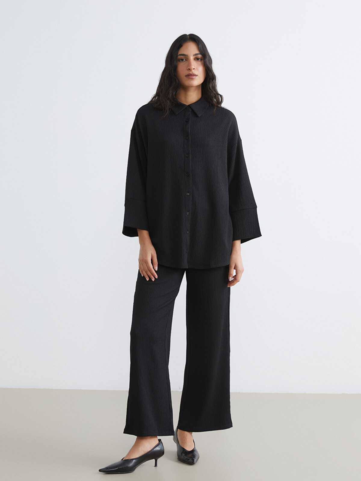 LCW Modest Textured Oversized Women's Shirt Tunic - S64901Z8-HEG