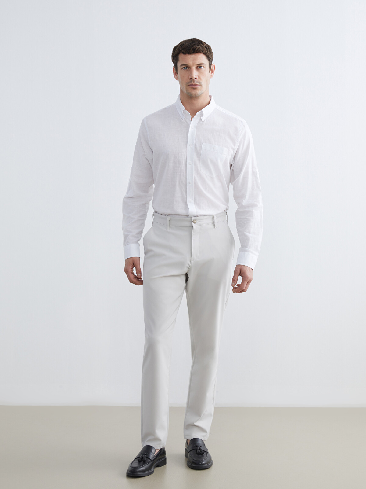 LCWAIKIKI Classic Regular Fit Linen Blend Men's Basic Shirt