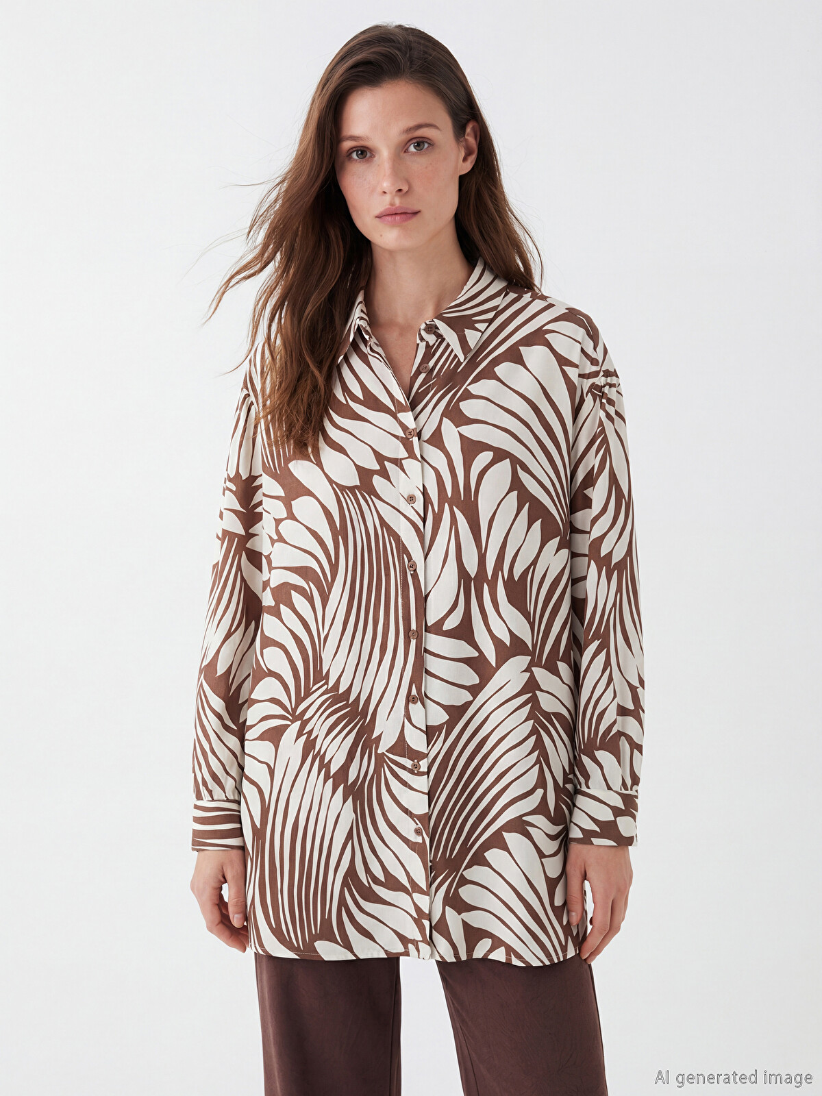 LCW Modest Patterned Women's Tunic Shirt - S65027Z8-LQY | LC Waikiki