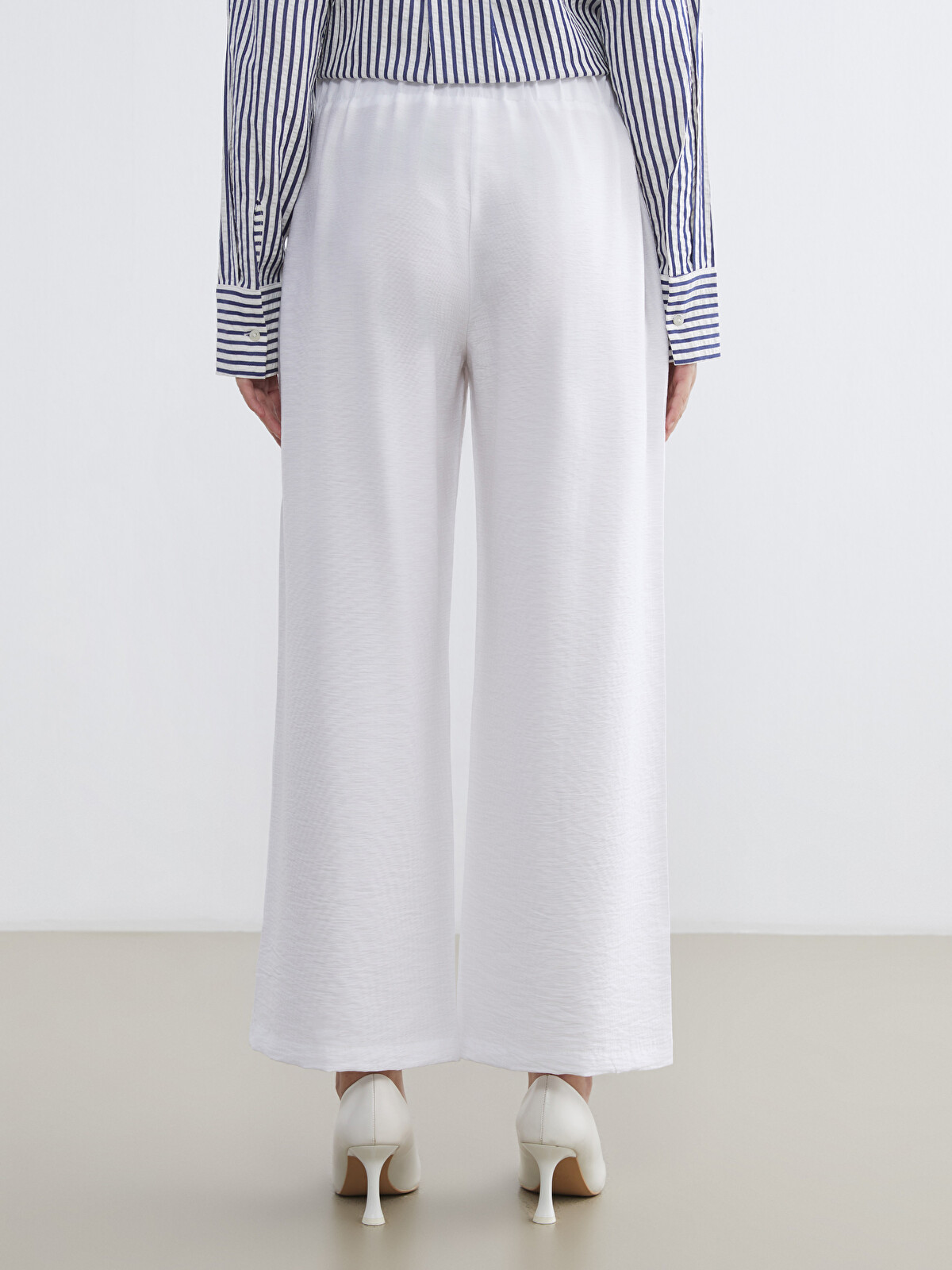 LCW Modest Elastic Waist Wide Leg Women's Trousers - S65048Z8-QVD