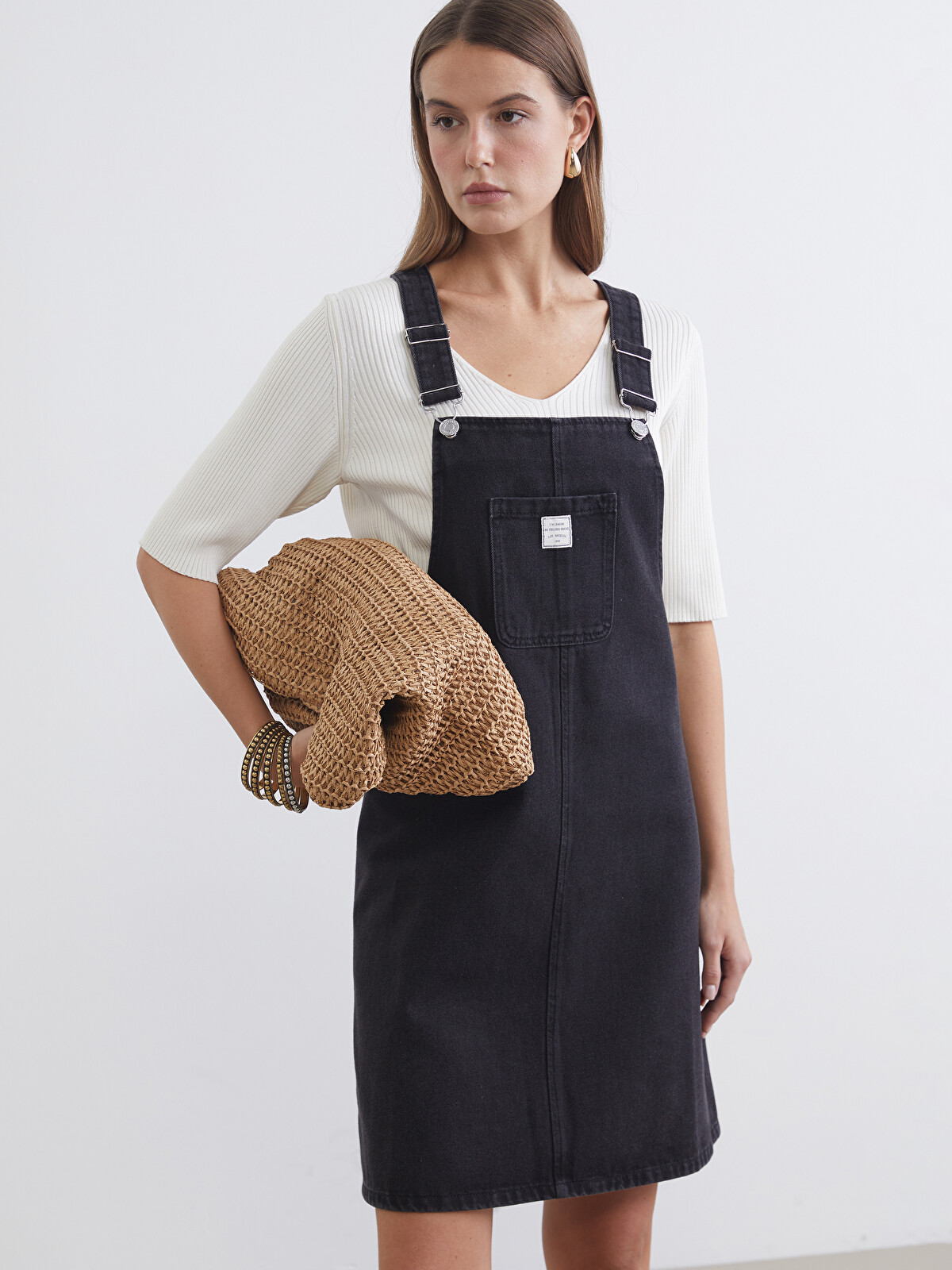 LCW Comfort Square Neck Women's Denim Overalls - S65058Z8-326 | LC