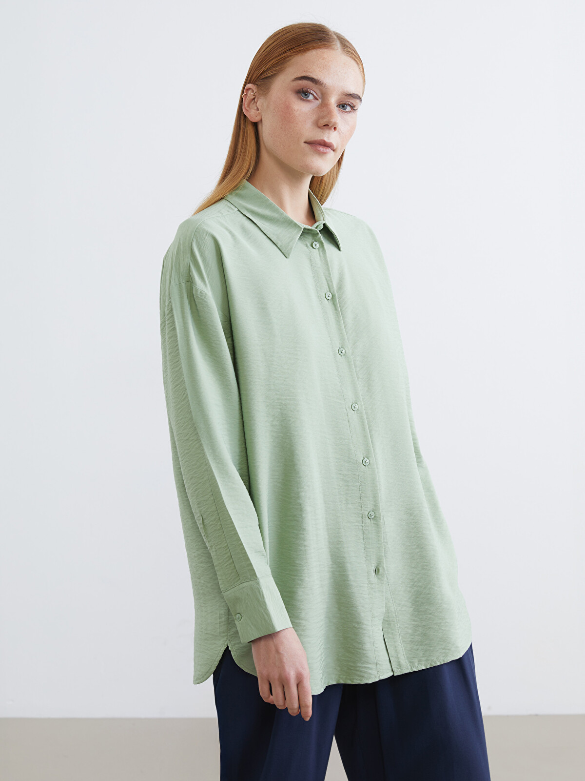 LCW Modest Oversize Gabardine Women's Shirt Tunic - S65090Z8-FFT
