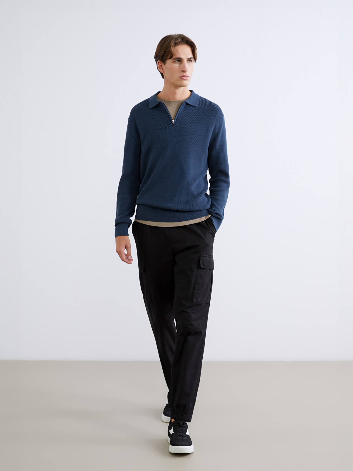 XSIDE Siyah Regular Fit Gabardin Erkek Kargo Pantolon - S65129Z8