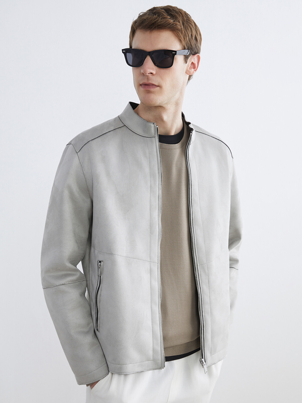 SOUTHBLUE Mock Neck Men's Faux Leather Jacket - S65211Z8-S0L | LC