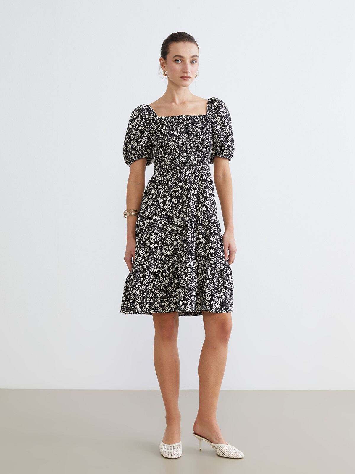 美品 エンフォルド SQUARE NECK LAYERED DRESS 38 LCW Comfort Square Neck Floral Dress - S65223Z8-LQJ - LC Waikiki